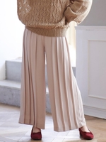 プリーツワイドパンツ/ベージュ
