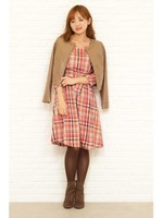 プロビスタータンチェックフレアーワンピース/ブラウン(050)