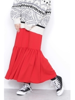 ヘムボリュームマキシスカート/レッド(100)