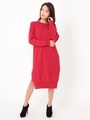 ベーシックスリットニットワンピース/RED