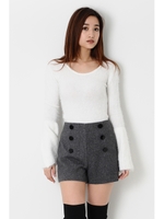 ベルスリーブシャギーknitTOP/WHITE