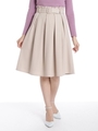 ベルト付きタックミディスカート/ベージュ