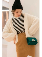 ボアニットカーディガン/オフホワイト(030)