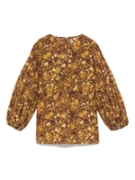 ボリュームスリーブ花柄ブラウス/BRW