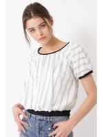 マリナストライプカットソー/WHITE×MIDNIGHT(120)