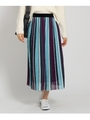 マルチストライプ　プリーツスカート/パープル(383)