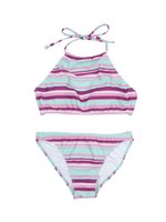 マルチボーダーハイネックホルタービキニ/ミント