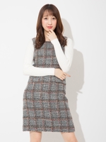 ミックスツイードサックワンピース/ブラック