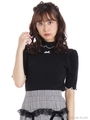 メロウフリル5分袖TOPS/ブラック