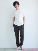 メンズラウンドネックサーマルパジャマ/オフホワイト