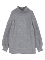 ラグランスリーブタートルニット/杢グレー