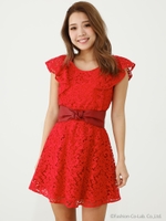 ラッフルSLV Lace OP/RED