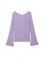 ラメフレアースリーブニットトップス/ラベンダー1(081)