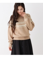 ラメ救心柄ニット/ベージュ(052)