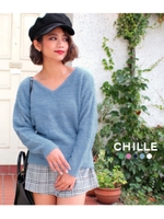 ラメ混シャギーニットトップス/ブルー(019)