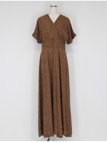 ランダムドットカシュクールマキシワンピース/ブラウン