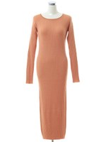 リブニットワンピース/オレンジ