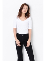 リブ半袖ホルターTOP/WHITE