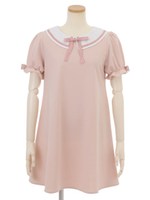 リボン付裏毛ワンピース/ピンク