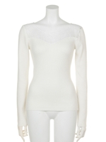 レースコンビknit TOP/WHT