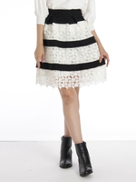 レースゴムフリルスカート/ボーダー