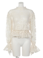 レースバックスリットブラウス/offwhite