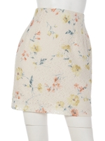 レースフラワープリントタイトスカート/イエロー