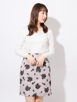 レースフロッキータイトスカート/ピンク