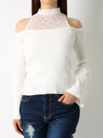 レースレイヤードニットトップス/O.WHT