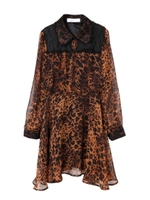 レース丸襟ワンピ/ヒョウ