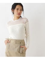 レース切り替えニットプルオーバー/オフホワイト(003)