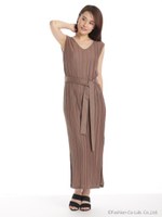 ワイドリブカットマキシワンピース/モカ