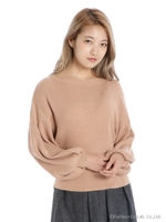 ワイドリブボリューム袖ニット/ベージュ