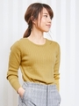 ワイドリブ前後2wayクルーネックニット/マスタード