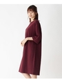 ワッフル7分袖ワンピース/ボルドー(064)
