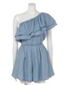 ワンショルフリルデニムロンパース/L/BLU