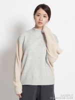 異素材MIXケーブル編みニット/杢グレー