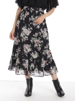 花柄フレアスカート/ブラック