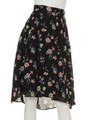 花柄前後差ヘムスカート/ブラック