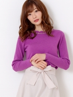 衿スカラップはしごパールニット/紫系