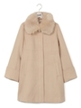 衿ファーAラインコート/ベージュ