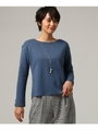 九分袖ボートネックプルオーバー/ライトブルー(091)