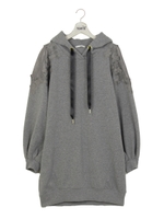 肩レースパーカーワンピ/グレー