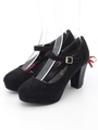 厚底ストラップパンプス/ブラックコンビ