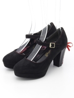 厚底ストラップパンプス/ブラックコンビ