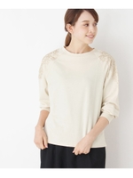 刺しゅうチュールジャージプルオーバー/ライトベージュ(051)