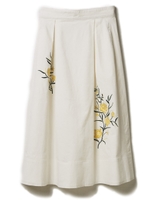 刺繍コーデュロイタックスカート/ホワイト