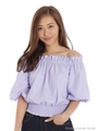 袖バルーンフリルブラウス/ラベンダー