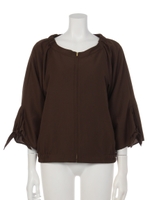 袖口リボンブルゾン/ブラウン