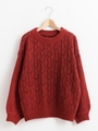 透かし編みルーズニット/レッド